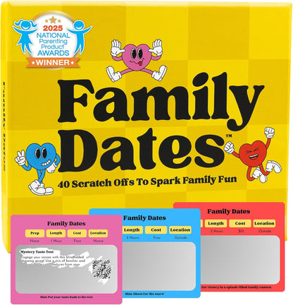 Happy Duo Family Dates 40 Scratch Off Cards – Summer Activities for Kids and Parents – Family Games for Kids and Adults