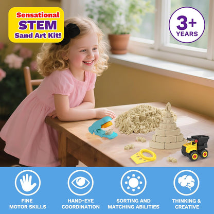 SIGHTEEDA Moldable Play Sand Kit for Kids 3-8 Years | 1.7 lbs Sensory Sand with 6 Tools & Molds | Mess-Free Indoor Sandbox Toys, STEM Learning Activities, Easy Clean Up