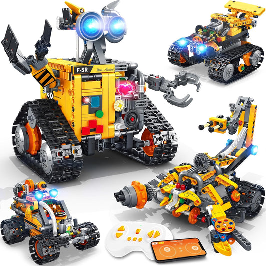 Demkia 5in1 STEM Robot Building Kit, 560 PCS APP/Remote Control Mech RC Robotics for Kids Ages 8-12, Science Kit Coding Robots Toy Set, Birthday Gifts for Boys Age 8-14+