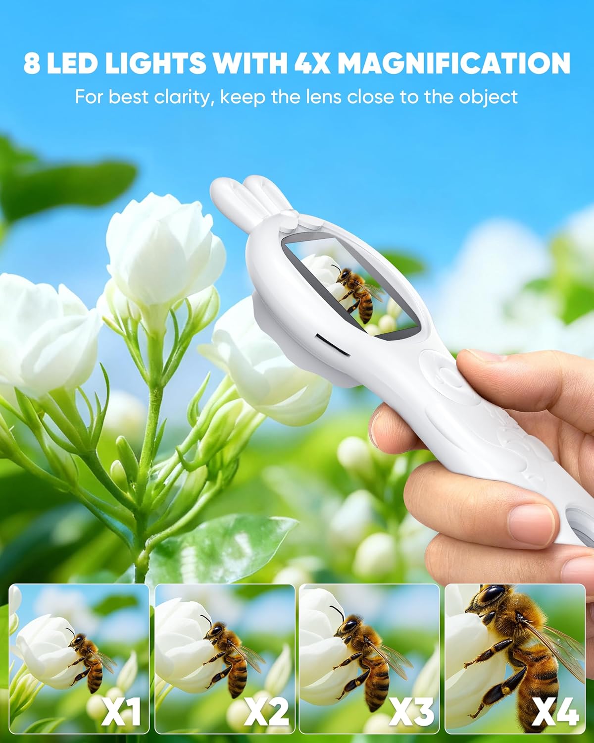 Microscope for Kids - Mini Pocket Digital Kids Microscope, Portable Handheld USB 500X Magnifying Glass, 4X Zoom, Christmas Birthday Gifts for Boys Girls Aged 3-12