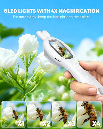 Microscope for Kids - Mini Pocket Digital Kids Microscope, Portable Handheld USB 500X Magnifying Glass, 4X Zoom, Christmas Birthday Gifts for Boys Girls Aged 3-12