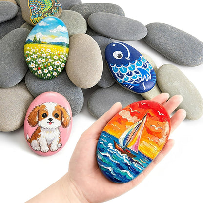 Simetufy 15 Pcs Rocks for Painting, River Rocks to Paint, 2"-3" Flat Painting Rocks, Smooth Rocks for Crafts, Natural Stones for DIY, Kindness Rocks Garden Decoration