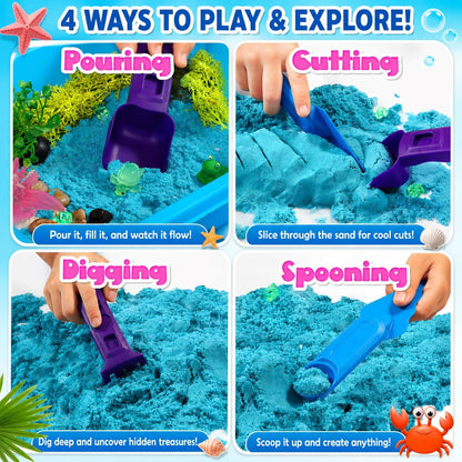 AGENTLAN Ocean Sensory Bin, Ocean Sensory Water Toys with Sea Animal for Toddlers Boys and Girls, Kids Toys Gift Sand Box for Age 3 4 5 6 7 8