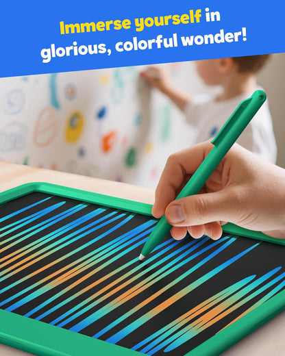 TEKFUN LCD Writing Tablet for Kids, 10-inch Coloring Drawing Pad, Mess Free Doodle Board, Airplane Travel Toys for Boys and Toddlers, Road Trip Essentials, Gifts for 3 4 5 6 7 8 Year Old Girls(Blue)