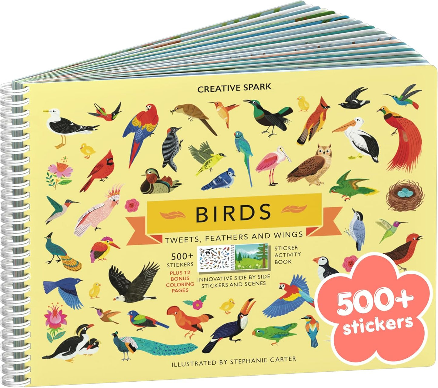 Animals Habitat 500+ Kids Sticker Book by Cupkin Toddler Airplane Travel Activity Coloring and Sticker Book, Road Trip Essentials, 12 Coloring Pages + 12 Scenes for Ages 2–8 Years - Colors B