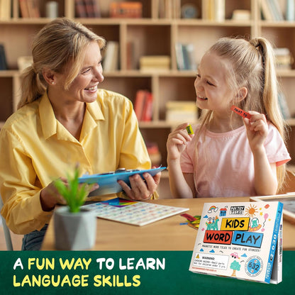 632 Kids Word Play Fridge Magnets – Big .75" Tall Color-Coded Tiles - Practice Reading, Sentence Building, Writing, Poetry, and Creativity with Magnetic Words