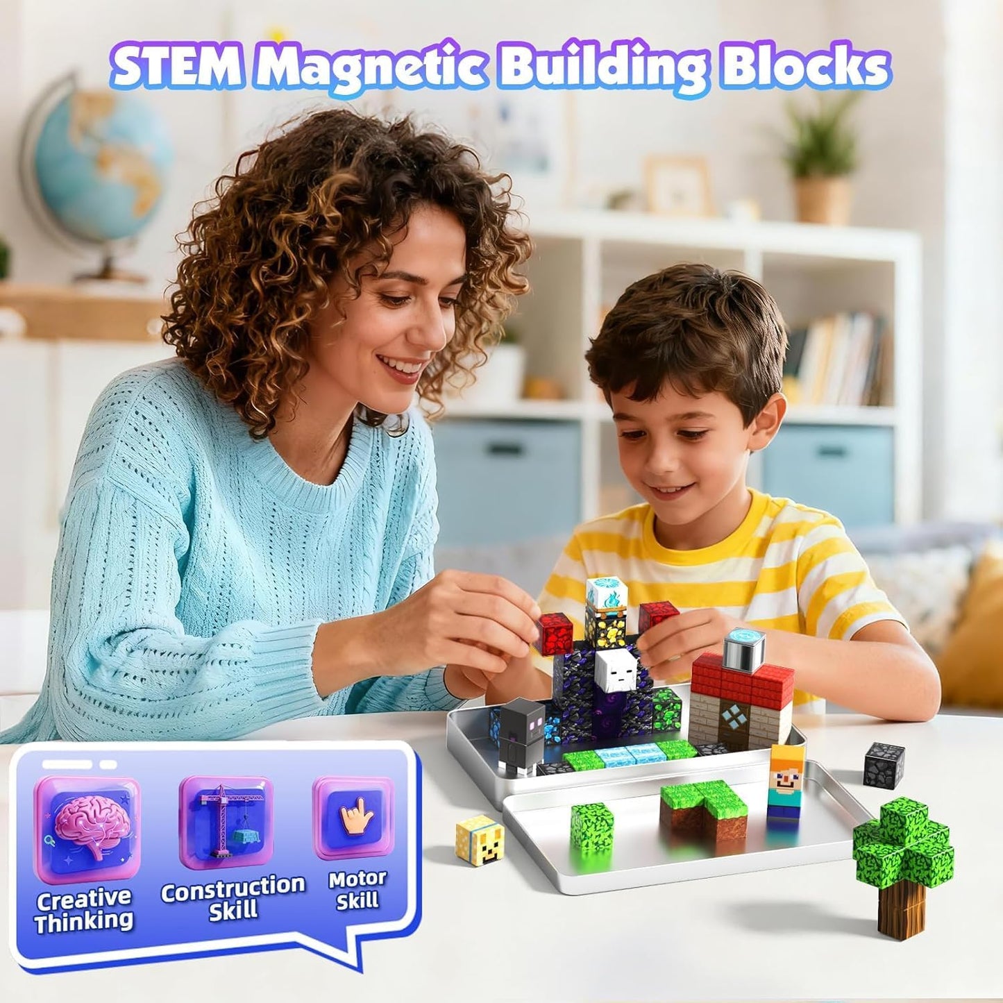 GraceDuck 300 PCS Magnetic Blocks - Magnetic Building Blocks, Stacking Magnets for Kids, Sensory Toy for STEM Montessori Sensory Toys for Kids 3+ Boys and Girls Christmas Birthday Gifts