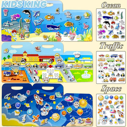 Reusable Sticker Books for Toddlers 1-3, Puffy Stickers Book for Kids Ages 2-4, Toddler Travel Activities Book Toy for Birthday Christmas - Christianity Jesus, Noah's Ark, Fairy Tales(3 Set)
