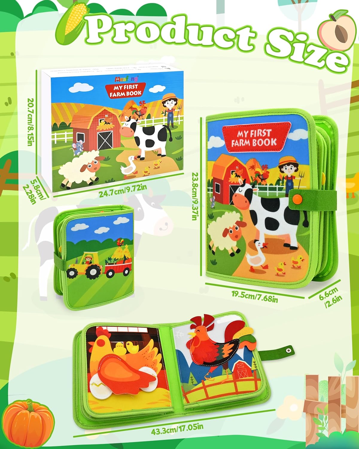 Meafeng Busy Board for Toddlers 1-3 – Montessori Busy Toys for 1 2 3 Year Old Boys Girls, Preschool Educational Travel Quiet Activity Book with Life Skills, Sorting, Matching, and Cognitive Games