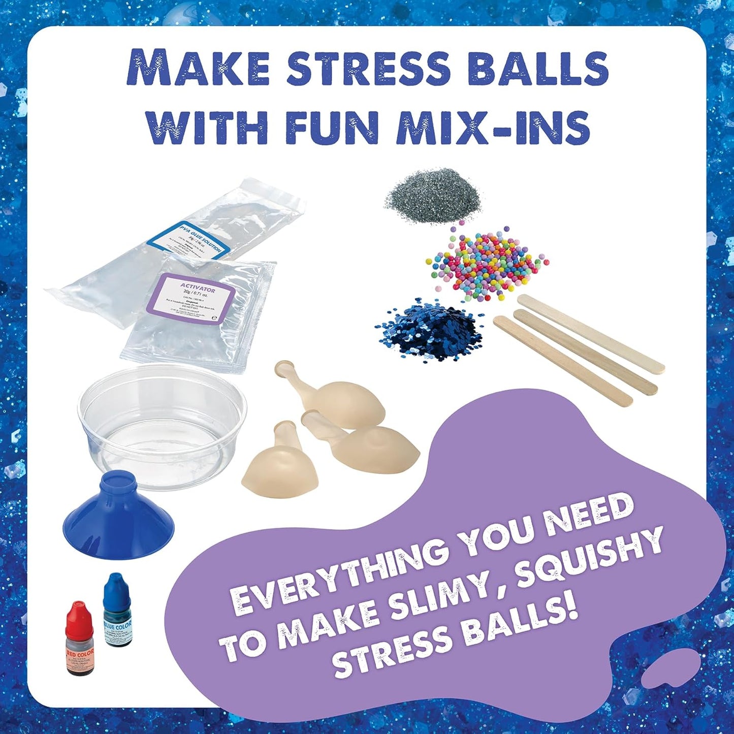 MindWare Science Academy Squishy Ball Science Kit - Kids & Teens Make 3 Squishy Ball Stress Toys with Our 20pc Set - Wild & Weird Experiments for Boys & Girls - Great Educational Gift