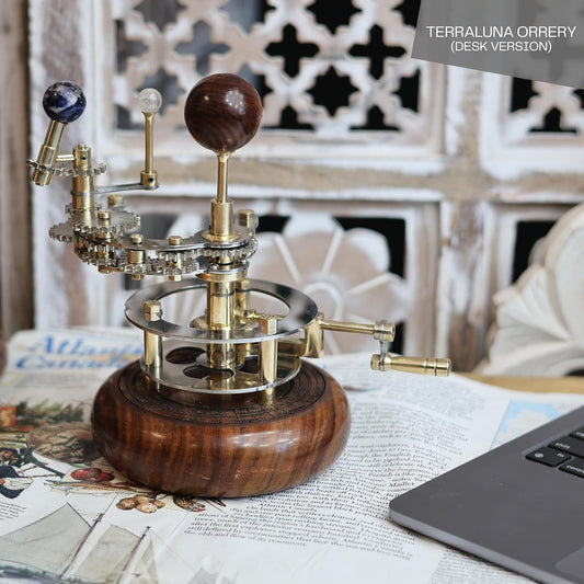 Solar System Model | Educational & Decorative Astronomy Orrery | Premium Brass Mechanical Planetarium (8" Earth & Moon)