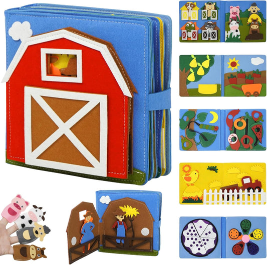 Montessori Busy Book , Felt Quiet Book for Baby, Preschool Early Learning Educational Toys for Kids Age 3 4 5 6 Years, Develops Fine Motor Skills,Toddlers Activities Toy for Airplane Car Travel