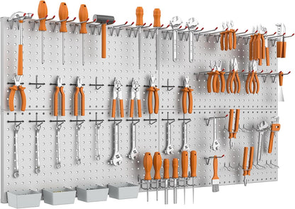 WALMANN Metal Pegboard Kit with Accessories for Wall, Garage Tools Storage Pegboard System for Garage, Workbench, Modular Peg Board Tool Organizer Board with Hooks(Black)
