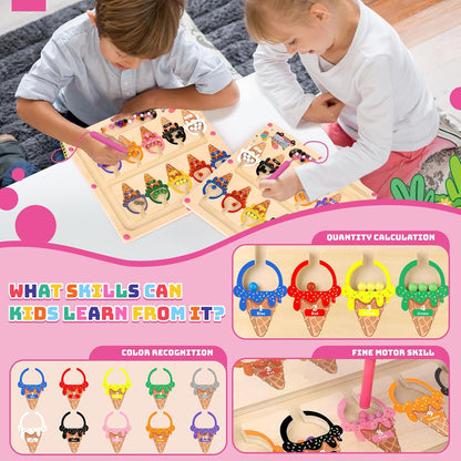 Uiseba Dinosaur Mini Magnetic Color and Number Maze Montessori Toy for Ages 3 4 5, Toddler Busy Board, Educational Preschool Learning Activities, Ideal Christmas & Birthday Gift for Boys and Kids