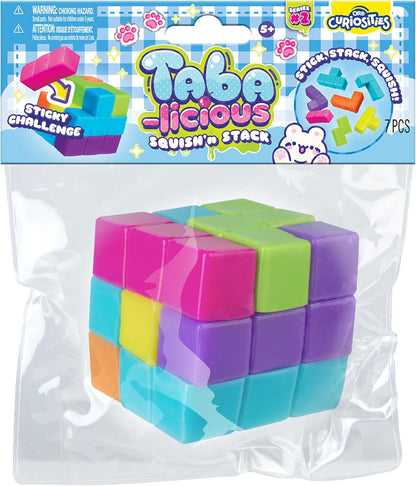 ORB Tabalicious Squish N' Stack Puzzle Cube Squishy Toy - Fun, Cute, TABA Squishies Puzzle Cube with 7 Pull Apart Shapes - Squishy Stress Ball Toys - Kawaii Sensory Fidget Toys for Kids and Adults