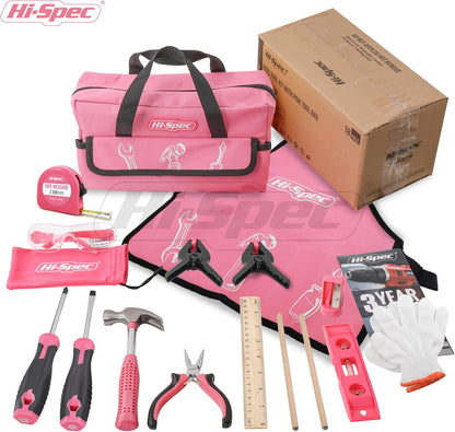 Hi-Spec 16pc Orange Kids Tool Kit Set & Child Size Tool Belt. Real Kit for DIY Building, Woodwork & Construction Learning for Kids