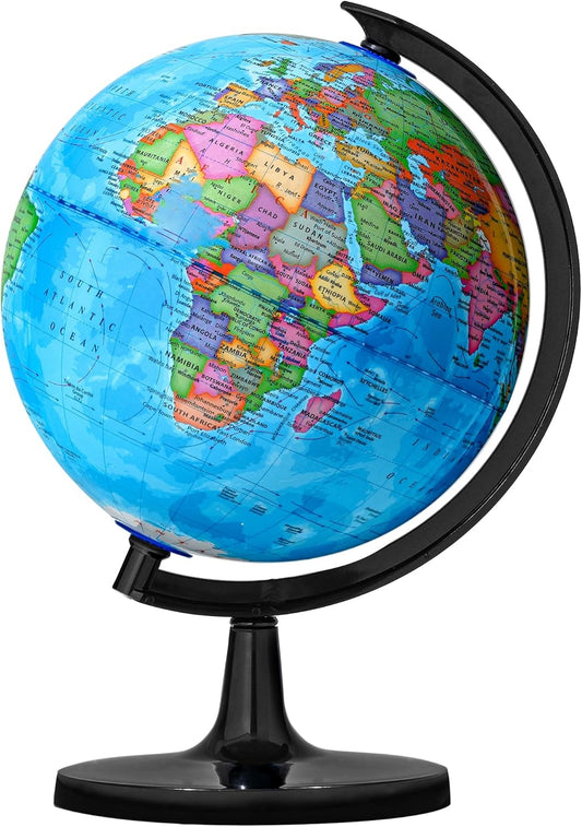 Classroom Globes Elementary, 13in Large Globe More Detailed with Countries & Capitals & State Capitals, Political Teaching Tool for Adults & Children - No Assembly Required