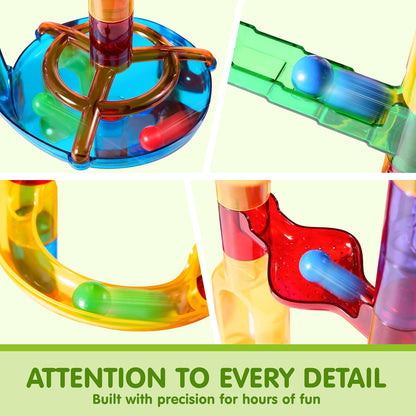 JOYIN 137Pcs Glowing Marble Run - Construction Building Blocks Toys with 15 Glow in The Dark Plastic Marbles, STEM Toy Presents for Boys and Girls, Birthday Gifts, Easter Basket Stuffers
