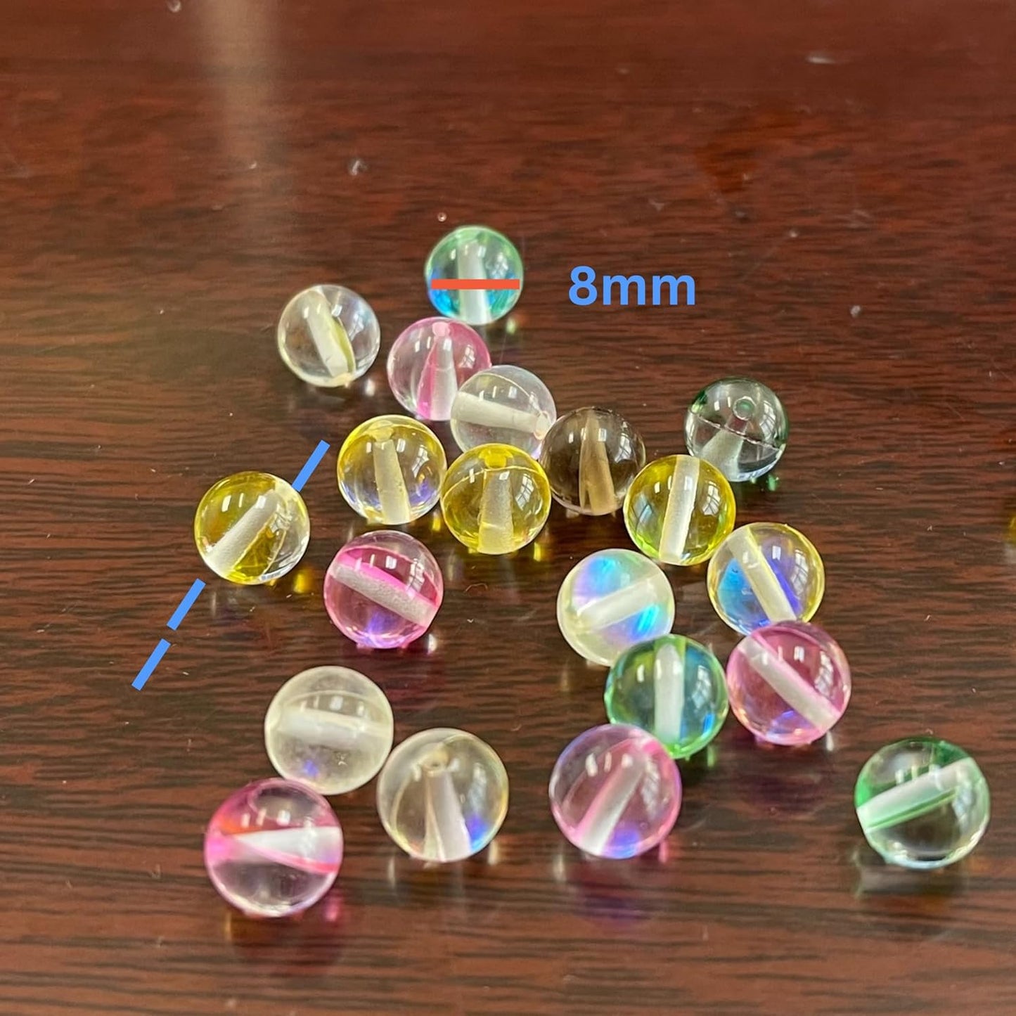 8mm Glass Beads Round Bulk for Bracelet, Glow in Dark Beads, DIY Jewelry Windchime Suncatcher Party Supplies, 300 pcs
