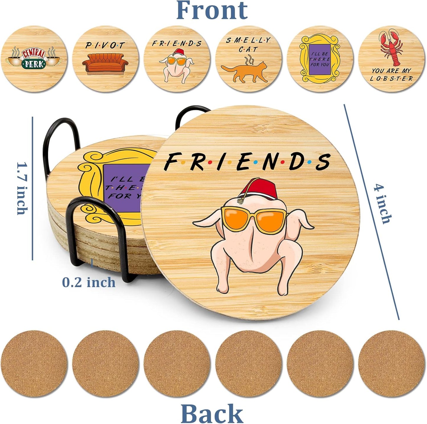Golden Girls TV Show Merchandise,6 PCS Cork Coasters for Drinks,Funny Set with Coasters Holder,Golden Girls Fans Clean Dirty Dishwasher Magnet,Refrigerator Sign Kitchen Decor Gifts
