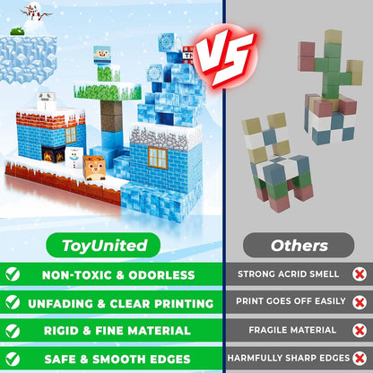 ToyUnited Magnetic Blocks-100PCS Magnetic Building Blocks Magnet Cube Toys Stacking,Build Forest World Set,STEM Montessori Sensory Toys for Kids Boys Girls Age 3 4 5 6 7 8 9 10 Easter Birthday Gift