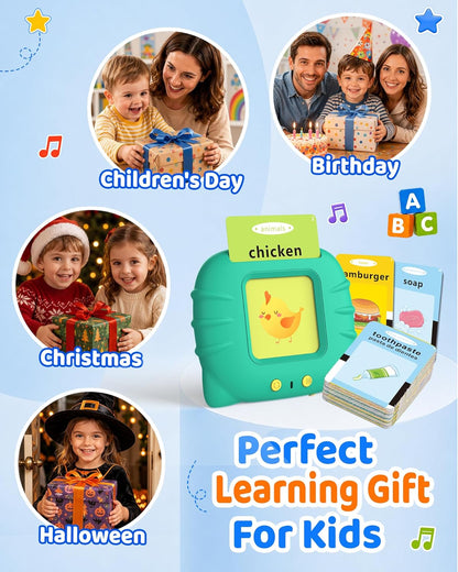 Aullsaty Talking Flash Cards for Toddlers 1-3, Upgraded 248 Sight Words Montessori Speech Therapy Toy, Autism Sensory Educational Learning Toys, Birthday Gifts for Boys Girls (Pink)