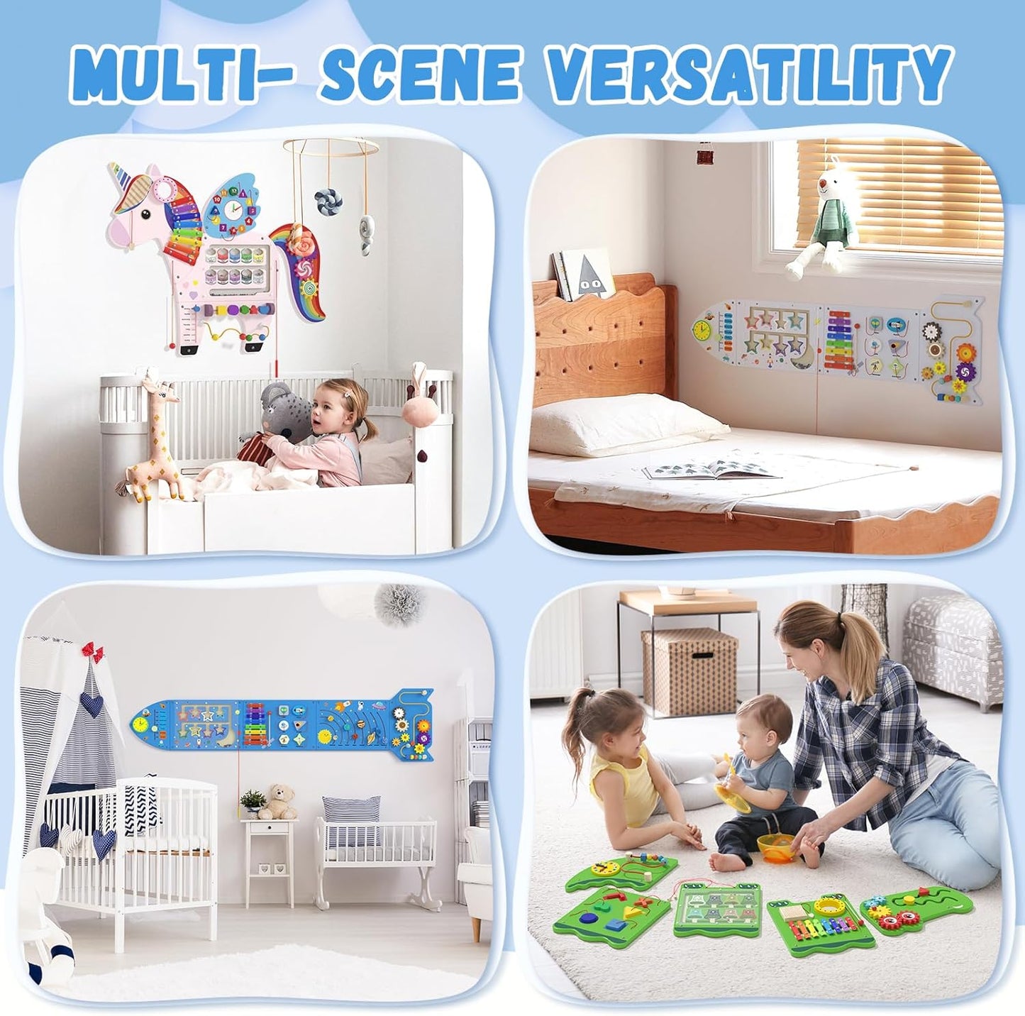 Spacocld Rocket Activity Wall Busy Board Panels - Sensory Wall Panel for Kids, Montessori Toddler Wall Activity Board(5PCS)