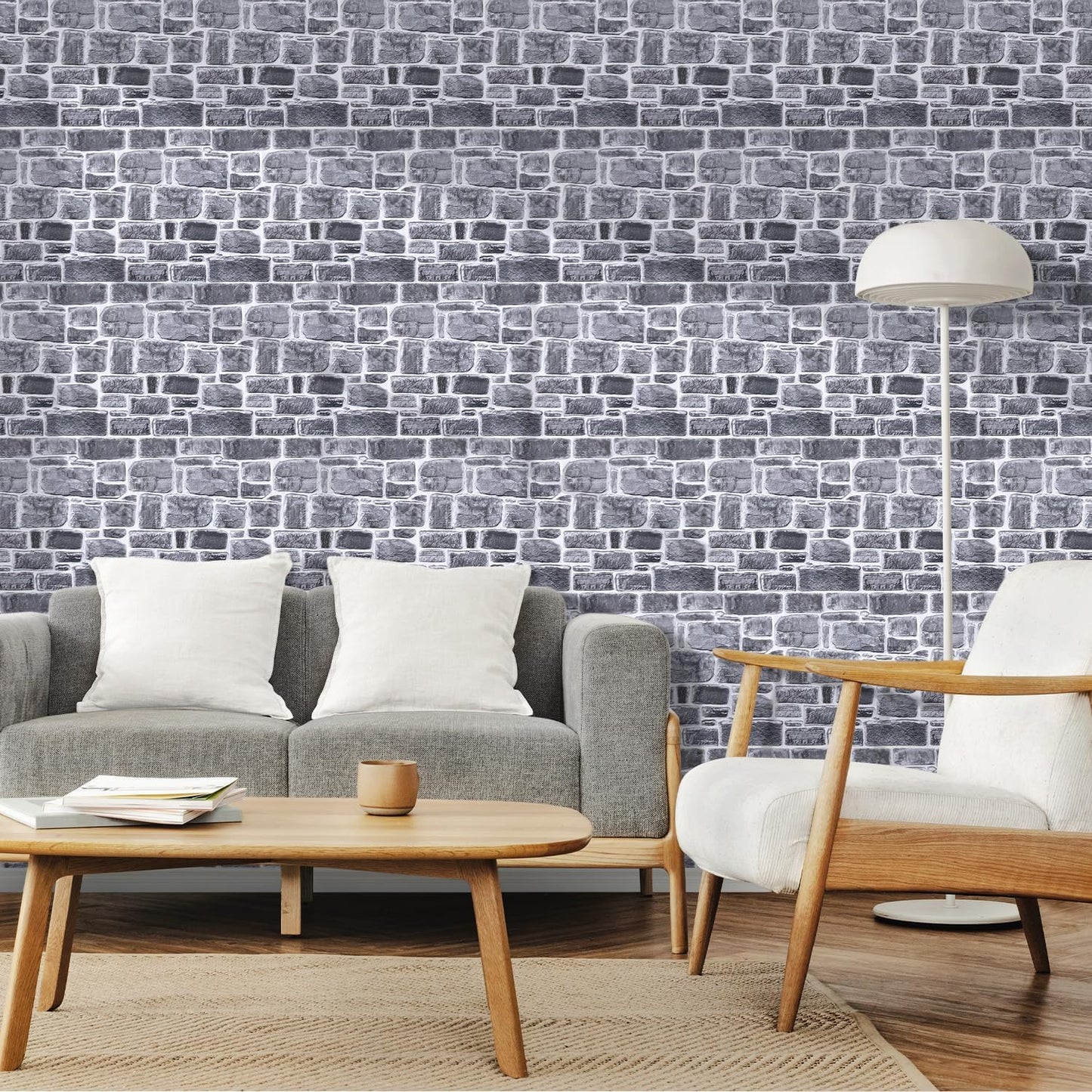 COMSTICKC 3D Faux Gray Stone Wall Sticker Peel and Stick Wall Panels,10 Pcs of 12"X12",Ultra-Light Thin PVC Decorative Tiles Rocks Stone Backsplash Interior Decor,Paintable