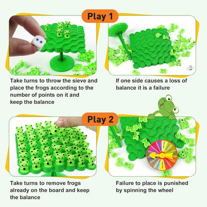 kykake Frog Balance Game Toys,Balance Game Tree Two-Player Parent-Child Interactive Family Tabletop Puzzle Montessori Toy,Frogs Board for Kids and Adults (Frog)