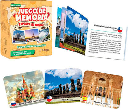Menique Wild Animals Memory Matching Game – 80 Cards (40 Pairs) with Real Photos – Includes Educational Booklet with Animal Facts – Fun & Cognitive Game for Kids and Adults