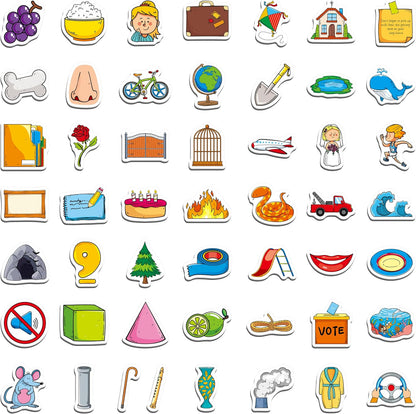 50 PCS First Word Magnets, Magnetic Thickened Daily Items Fridge Magnets Adorable Educational Learning Toys for Kindergarten, Preschooler, Kids 3+
