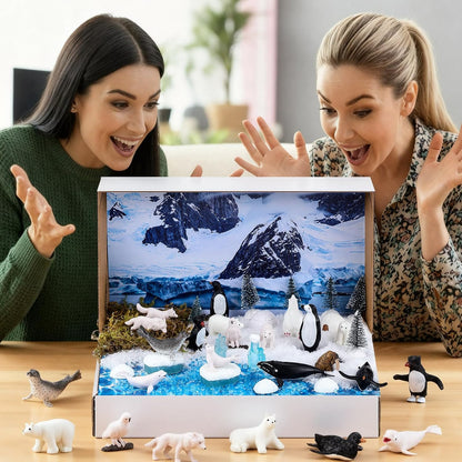 Teyva Daily 48 Pcs Dinosaur Diorama Kit Habitat Project Box Set 3D Dinosaurs Diorama Supplies Include Dinosaurs Model Figures & Eggs Volcano Artificial Trees with Cardboard for DIY Crafts Gifts