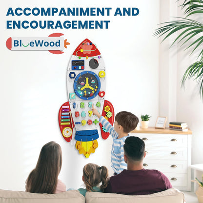 BlueWood Wooden Wall Busy Board Panels, Toddler Learning Activity Center, Montessori Philosophy Sensory, Educational Toys, Conducive to All-Round Development - Whale