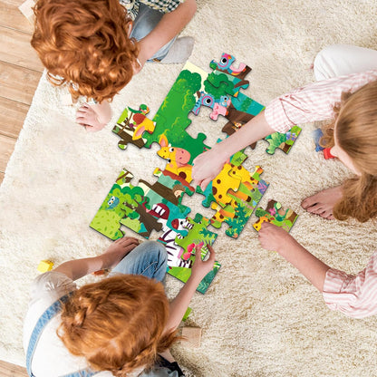 Jumbo Floor Puzzle for Kids, Large Jigsaw Puzzles 24 Piece for Kids Ages 3-5,Preschool Learning & Education Toys, Gifts for 4-8 Year Old Boys and Girls (Jungle Animals)