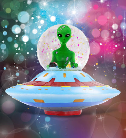 CoTa Global Alien Snow Globe - Magical Rainbow Water Globe Figurine with Sparkling Glitter, Collectible Novelty Ornament for Home Decor, for Birthdays, Christmas, and Valentine - 45mm