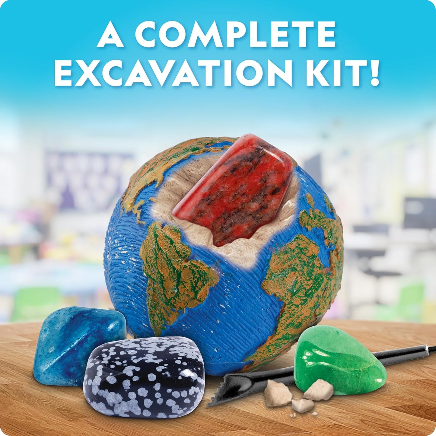 National Geographic Ultimate Space Gemstone Dig Kit – 8 Planet-Shaped Bricks with 16 Real Rock & Gemstone Specimens, Gems for Kids, Excavation Digging Activity, Gem Mining Kit