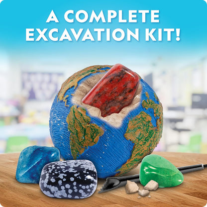 National Geographic Ultimate Space Gemstone Dig Kit – 8 Planet-Shaped Bricks with 16 Real Rock & Gemstone Specimens, Gems for Kids, Excavation Digging Activity, Gem Mining Kit