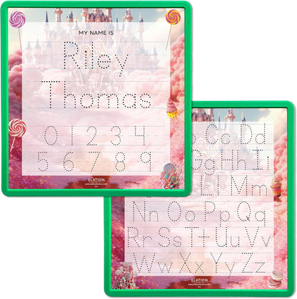 Kid's Name Tracing Board | Dry Erase Letter Tracing | Reusable Name Board | Alphabet Letters | Personalized | Candy Theme