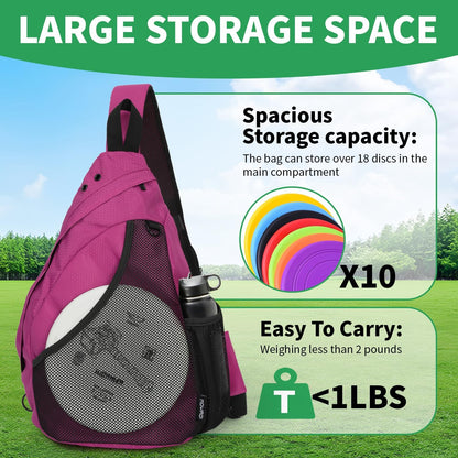 MOYAQI Disc Golf Bag with Retriever Holder and Storage Pockets, Disc Golf Backpack with 8-10 Disc Capacity, Padded Adjustable Strap and Back Panel, Lightweight and Durable