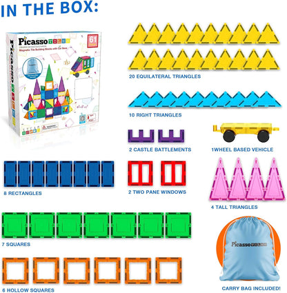 PicassoTiles Window and Door Clip On Magnetic Blocks Magnet Tiles Magnets Building Tile Construction Toy Set STEM Education Toys Learning Kit Stacking Block Playset Boys & Girls Age 3+ PT30
