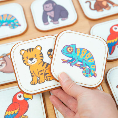 Felt Matching Game for Ages 2–4 – Soft and Safe for Ages 1+ – Montessori Memory Game – Sensory Flash Cards – Best Educational Gift for Ages 1–3 - Woodland Animal Theme
