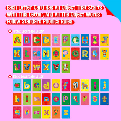 60 Alphabet and Game Cards, Double-Sided Letter Flashcards, Crossword, Tic-tac-Toe. WordSearch, Word Spelling Games for Kids, CVC, CVCC, CCVC & First Words Learning Tool