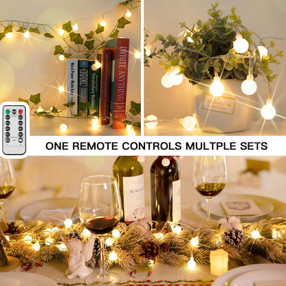 suddus String Lights for Bedroom, 66ft 200 Led Connectable Globe String Lights Indoor, Hanging Fairy Lights Plug in with Remote for Kids Room Dorm Classroom Outdoor Christmas Tree Decor, Warm White