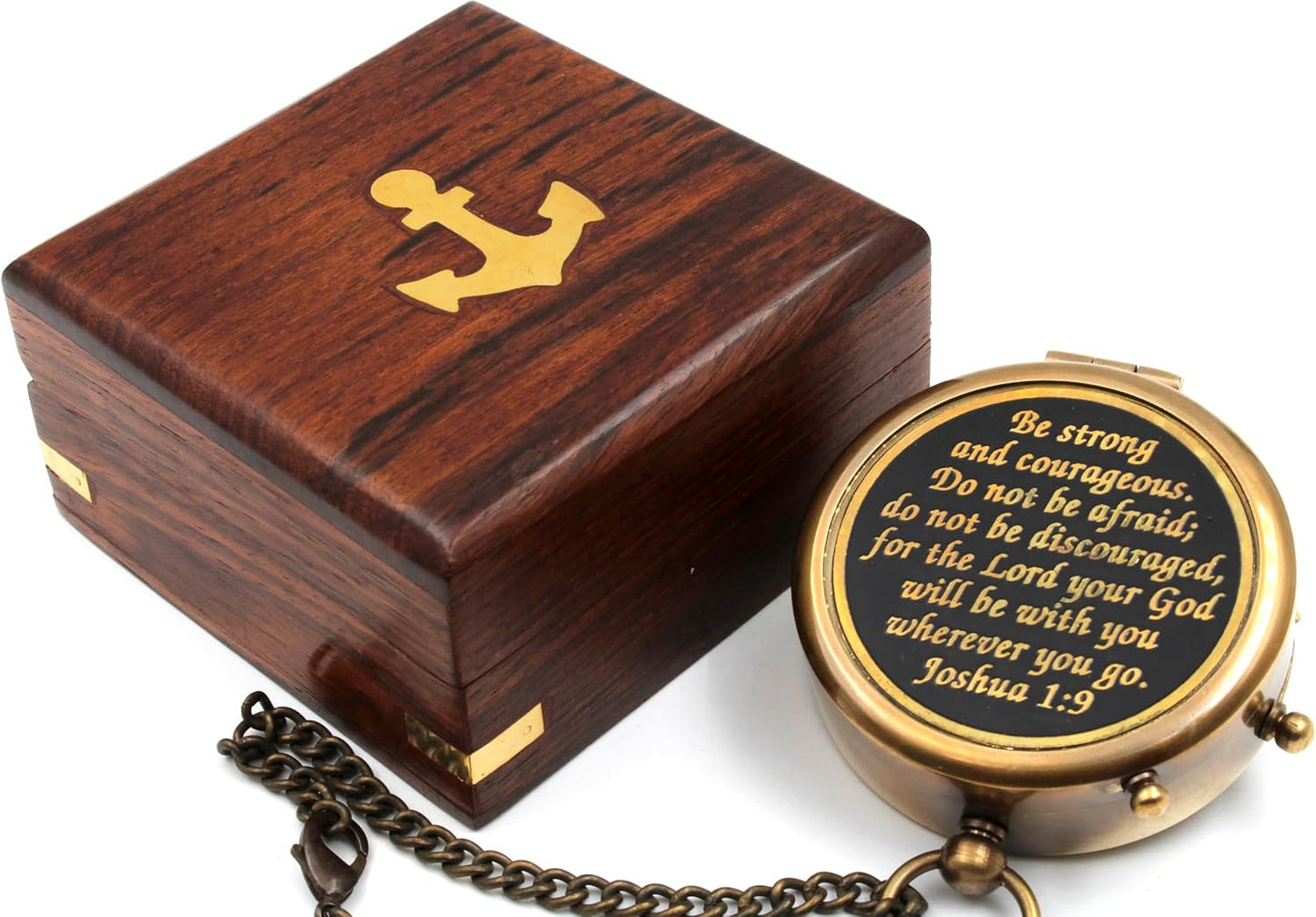 Compass with Stamped Wooden Case