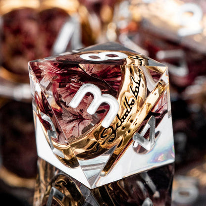Magic Golden Ring DND Dice Set Sharp Edge Red Resin Dice with Box, for use with Dungeons Dragon RPG D&D Tabletop Games Lord D and D Polyhedral Dice Set
