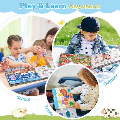 JoyCat Preschool Busy Book for Toddlers 3-5, Dual-Language Learning Activities, Educational Sensory Toys, Autism Learning Materials for Boys & Girls, English and Spanish Version