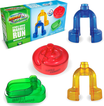 Marble Genius Stable Bases, 4pcs Marble Run Accessory Set for Kids Ages 4+, Fun Ultimate Marble Track Race Add-on Kit for Teens STEM