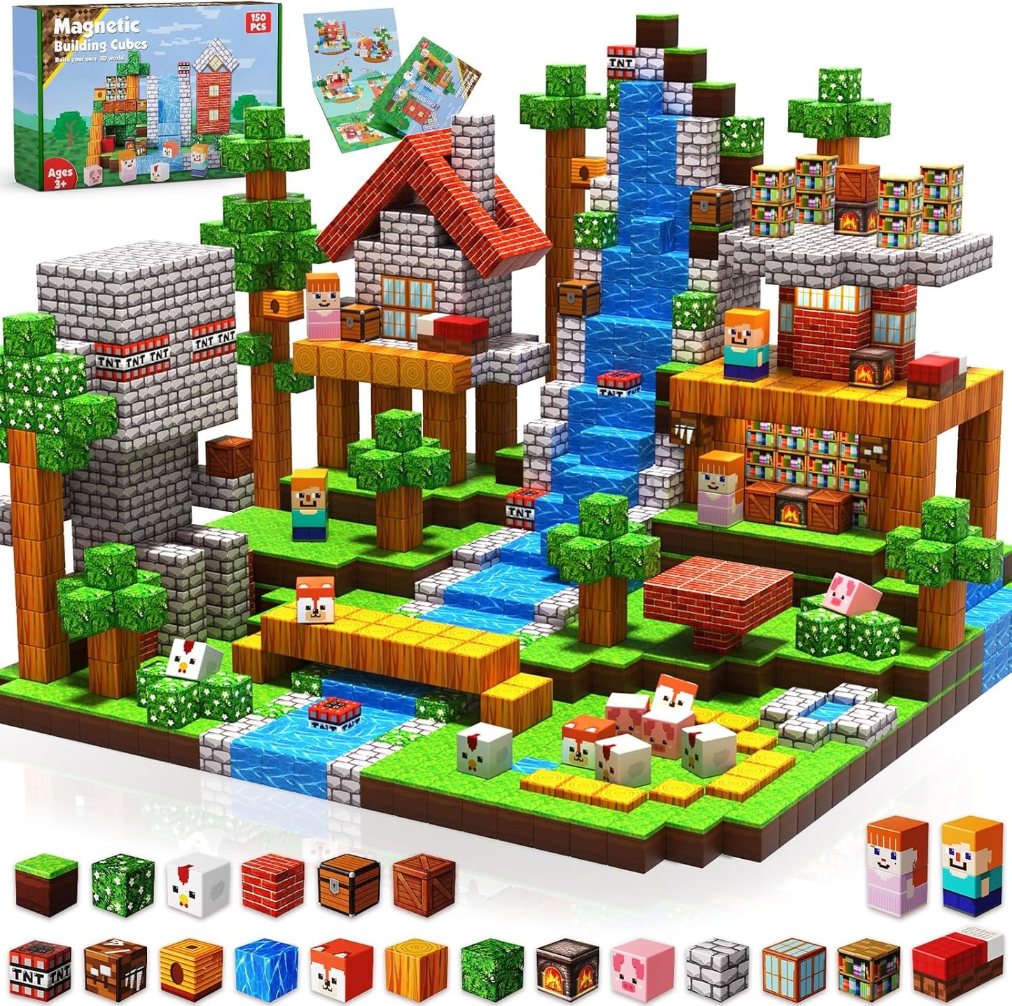 Annexfun Magnetic Blocks - 100PCS Build Magnetic Dark Mechanical Guardian Castle - Magnetics Toys for Montessori Toddler Christmas Birthday Gifts - STEM Sensory Toys for 3 4 5 6 7 8 9 10 Year Old Boys
