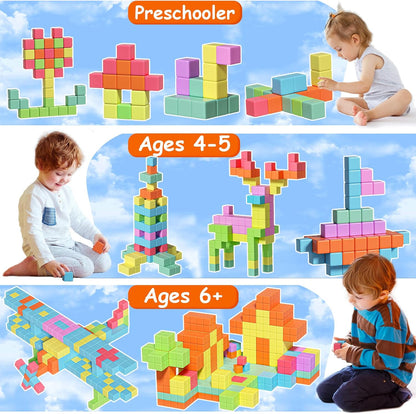 Apluses 42PCS Magnetic Blocks, Gifts for 3 4 5 6 Year Old, Magnet Building Blocks for Toddlers, Girls & Boys, Sensory - Montessori - Autism - Magnetic Toys for Kids Ages 3-5 4-8
