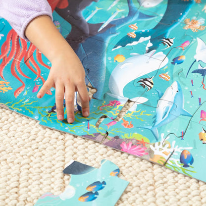 Melissa & Doug Underwater Jumbo Floor Puzzle, 48-Piece Ocean-Themed Jigsaw Puzzle with Sea Animals and Illustrated Guide, 3 x 2 Foot Kids Puzzles for Toddlers Ages 3+